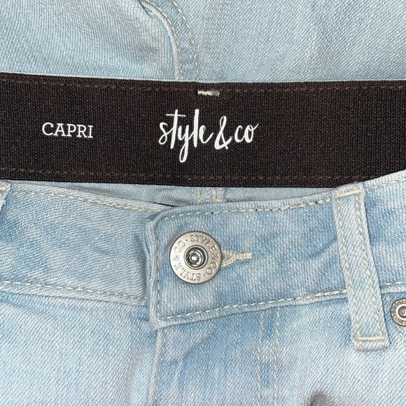 Style & Co Size 4 Petite High-Rise Roll-Cuff Blue Cropped Jeans - Picture 4 of 4